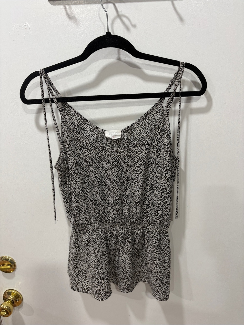 Sienna Sky Black & White Printed Tie-Strap Peplum Cami